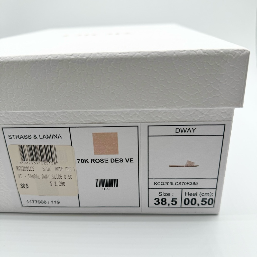 NEW Christian Dior Pink Beige Crystal Strass Dway Logo Canvas Flats Sandal Shoes - Picture 7 of 11